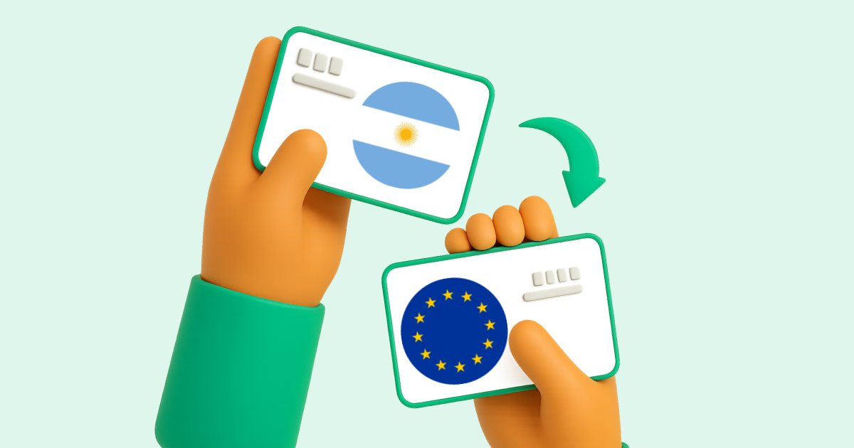 Pasar Transferencia bancaria Argentina a Transferencia bancaria Europa