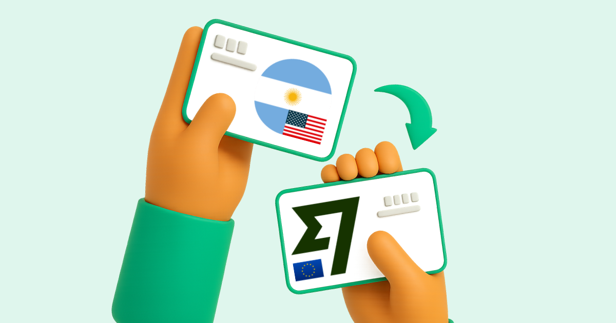 Pasar Transferencia bancaria Argentina en dólares a Wise EUR