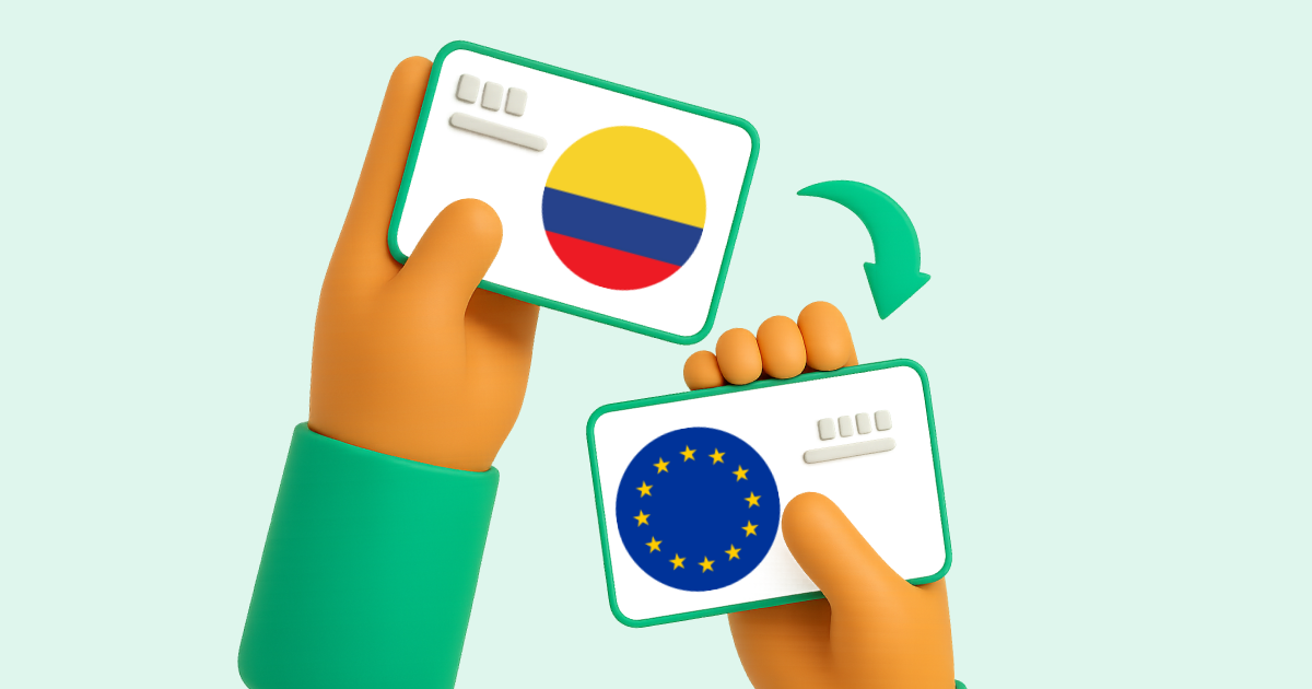 Pasar Transferencia bancaria Colombia a Transferencia bancaria Europa