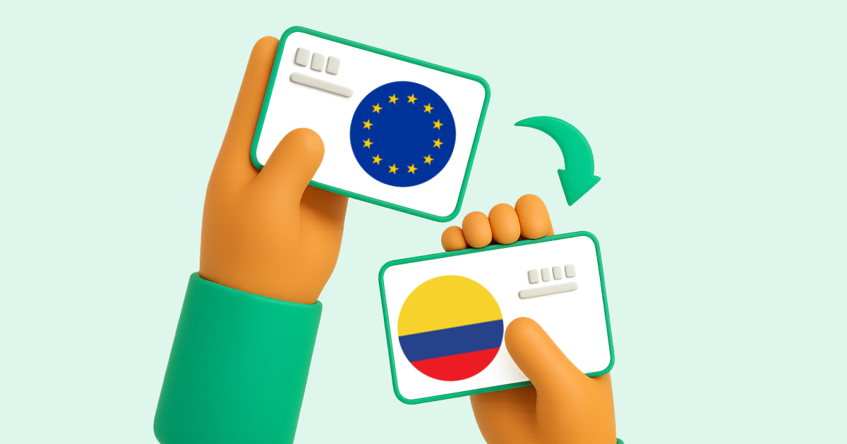 Pasar Transferencia bancaria Europa a Transferencia bancaria Colombia