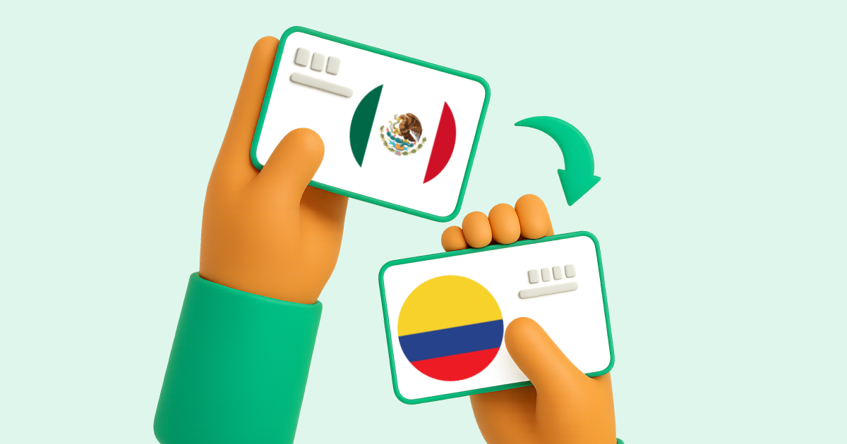 Pasar Transferencia bancaria México a Transferencia bancaria Colombia